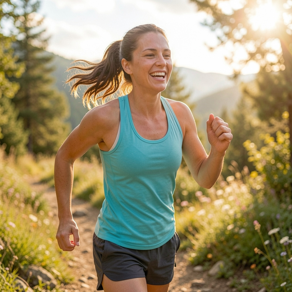 Active person enjoying outdoor activities with healthy heart and energy